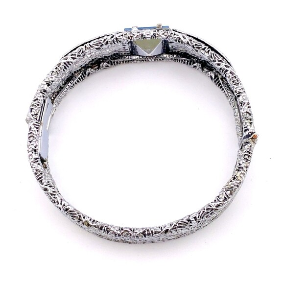 Ostby Barton Filigree Clamper Bracelet Sterling Silver Rhodium Edwardian to Deco - Picture 5 of 7